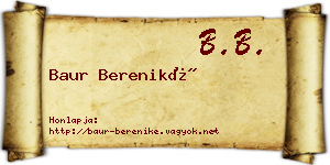 Baur Bereniké névjegykártya
